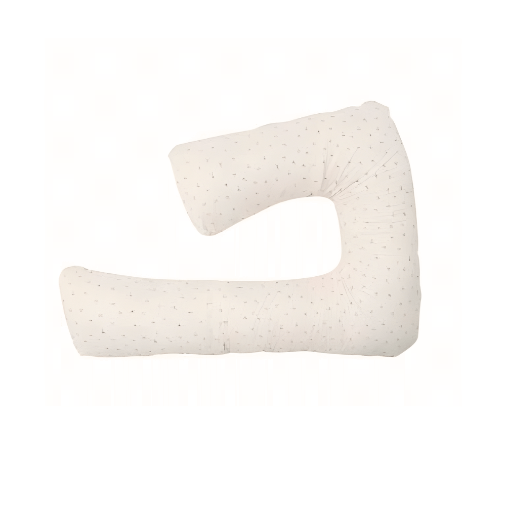 Krem jastuk za trudnice u obliku upitnika koji pruža podršku stomaku, leđima i nogama tokom spavanja