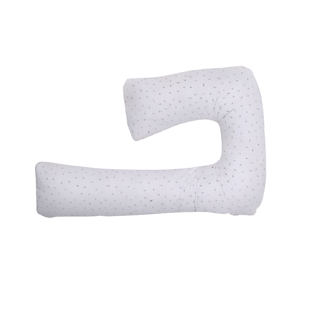 Sivi jastuk za trudnice u obliku upitnika za udoban san i podršku stomaku, leđima i nogama tokom trudnoće