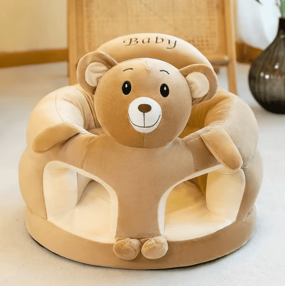 Fotelja za male bebe sa sigurnosnim pojasom za veću bezbednost. Motiv mede, braon boja