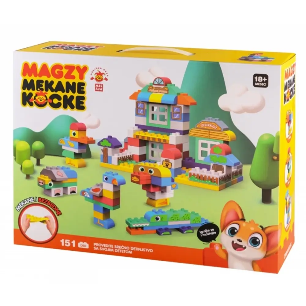 Magzy Mekane konstruktor kocke za decu 151 deo dečije kocke za starije od 18 meseci