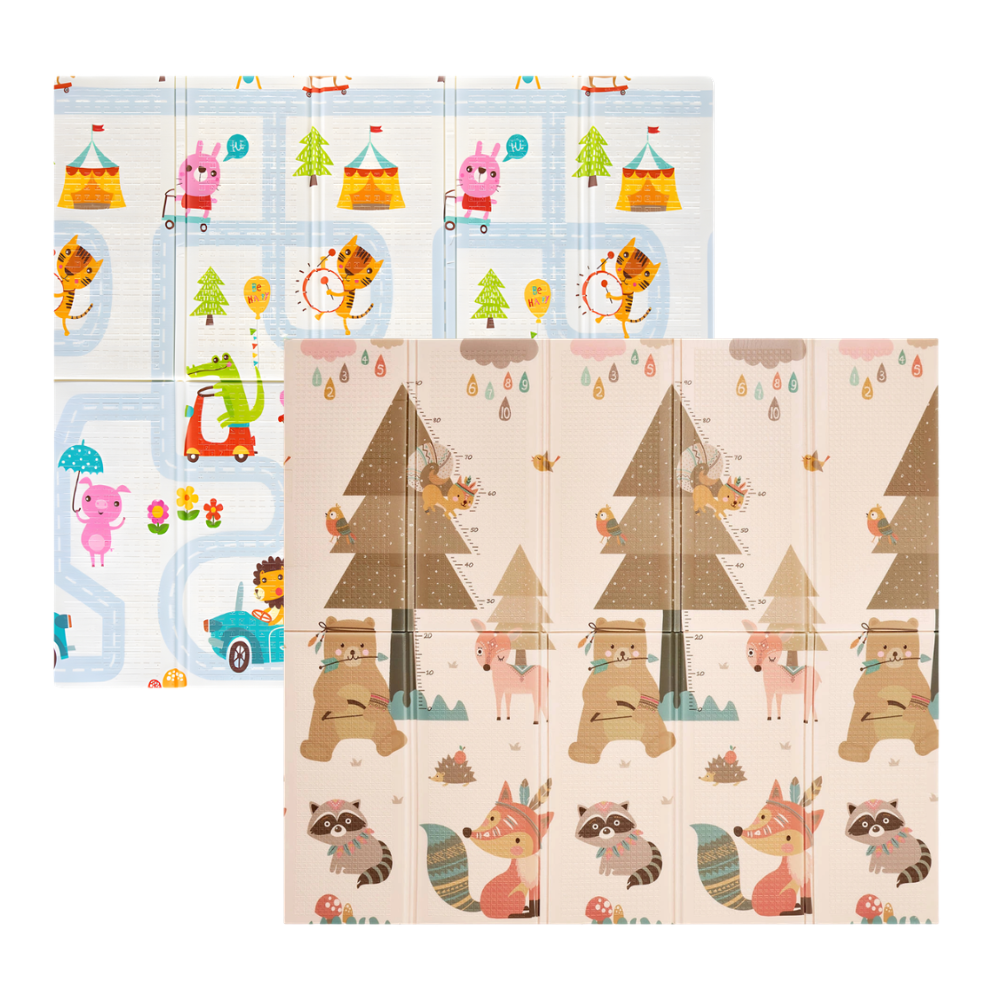 Podloga za igru XPE pena Playful Friends 150x180cm – dvostrana i sklopiva