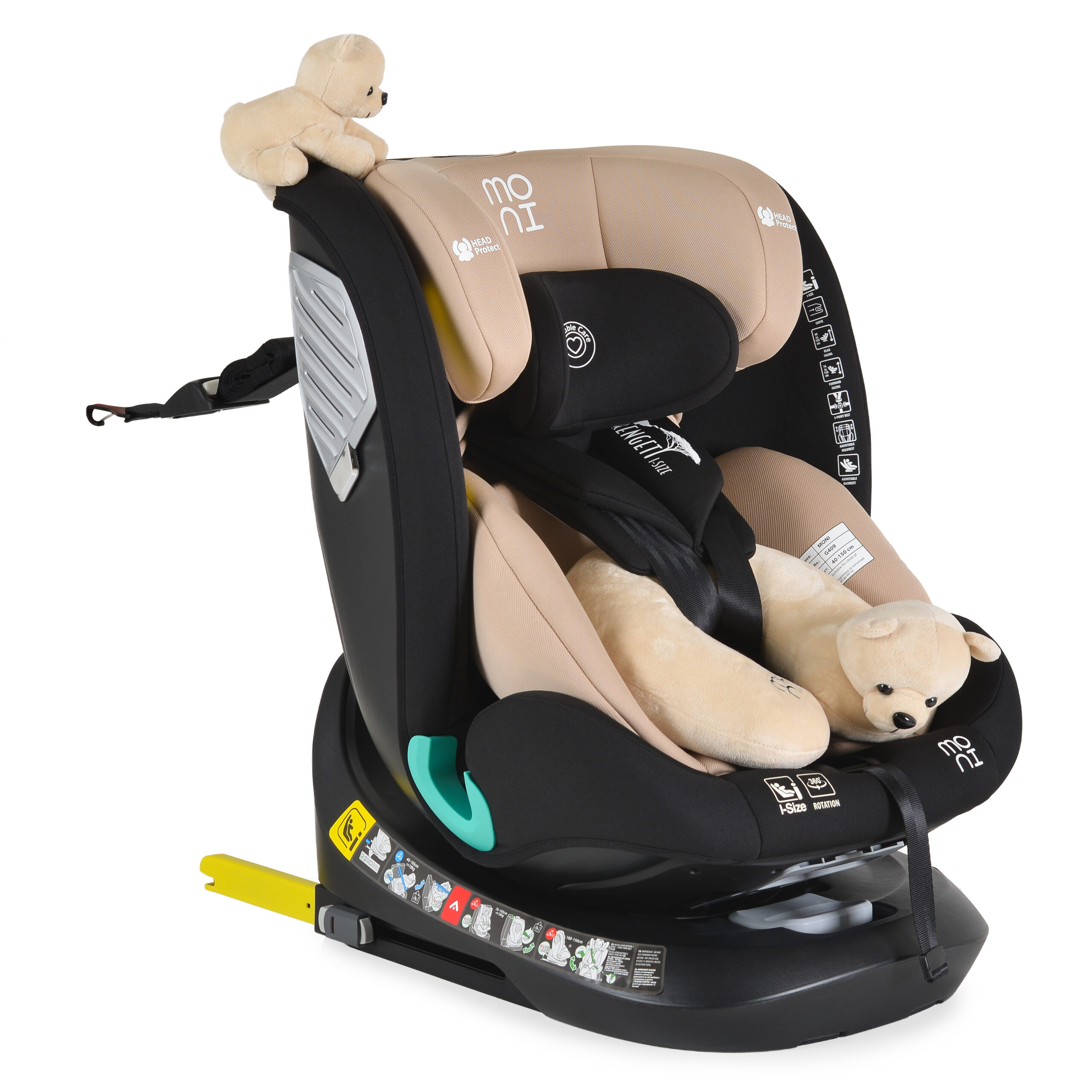 Autosedište Moni Serengeti i-Size 40-150 cm 360° Rotacija ISOFIX - Beige