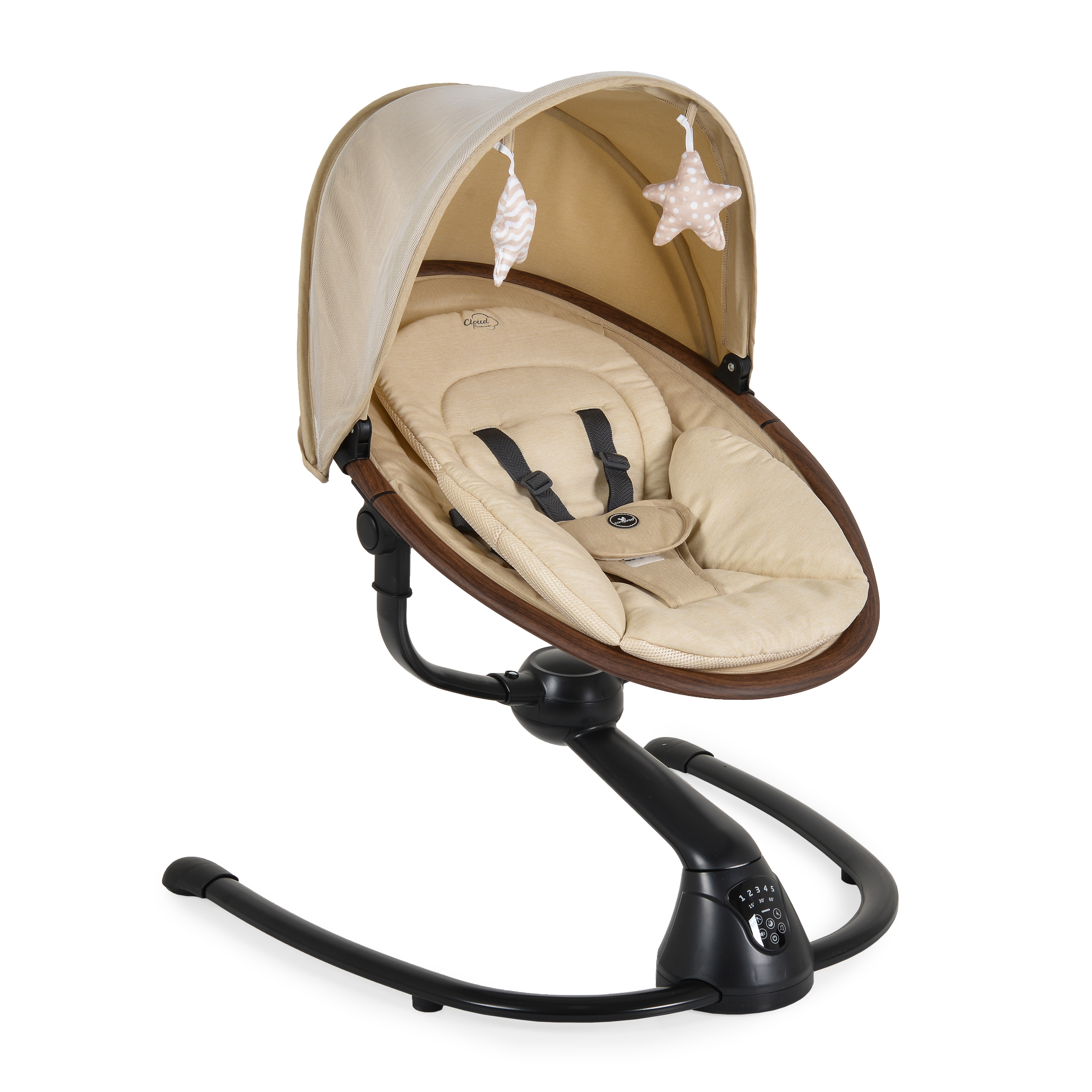 Cangaroo Cloud Premium+ električna ljuljaška za bebe Beige – 360° rotacija i pametne funkcije