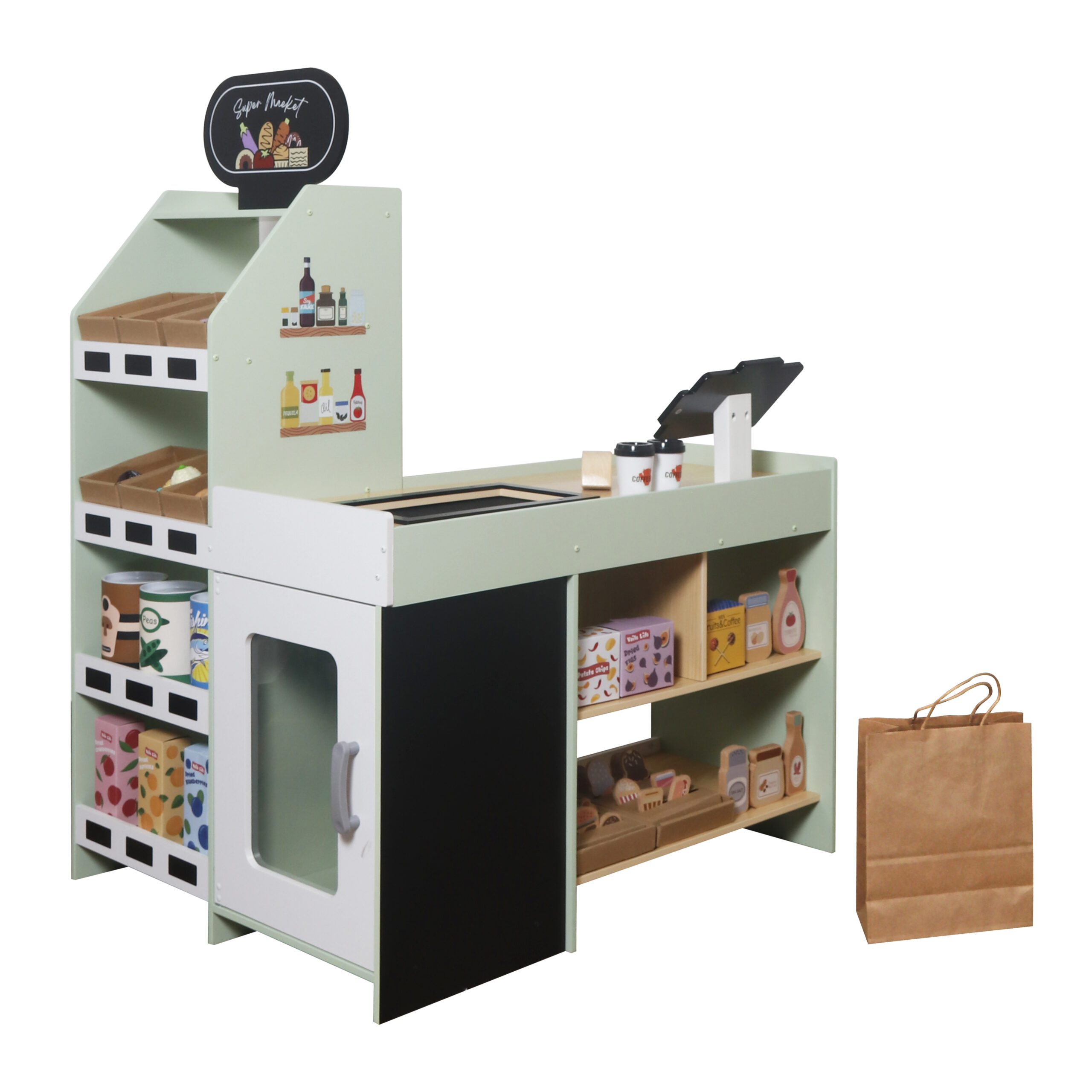 Velika drvena dečija prodavnica sa dodatkom Moni Toys