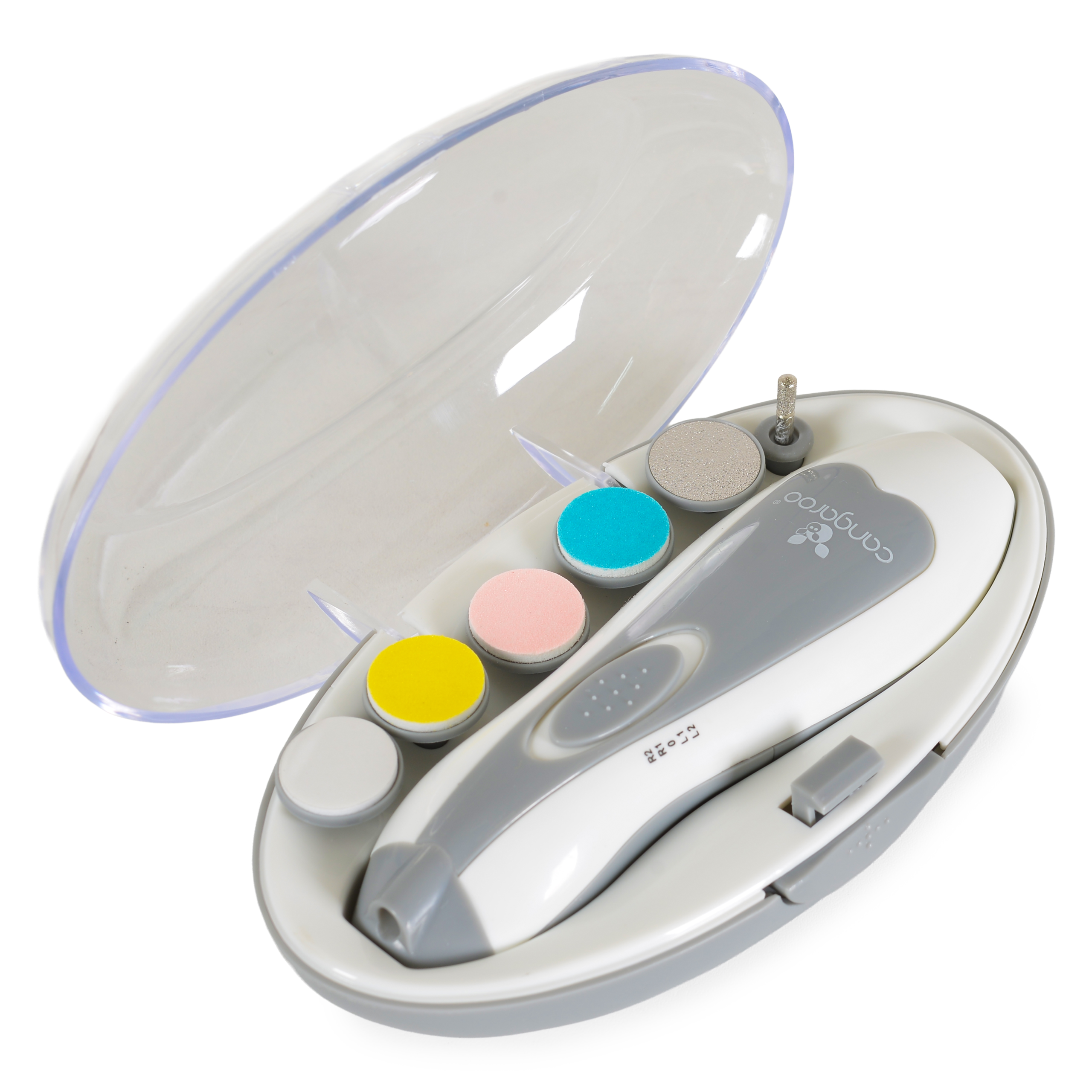 Električna turpija za nokte za bebe Nailina siva sa 6 nastavaka i LED osvetljenjem