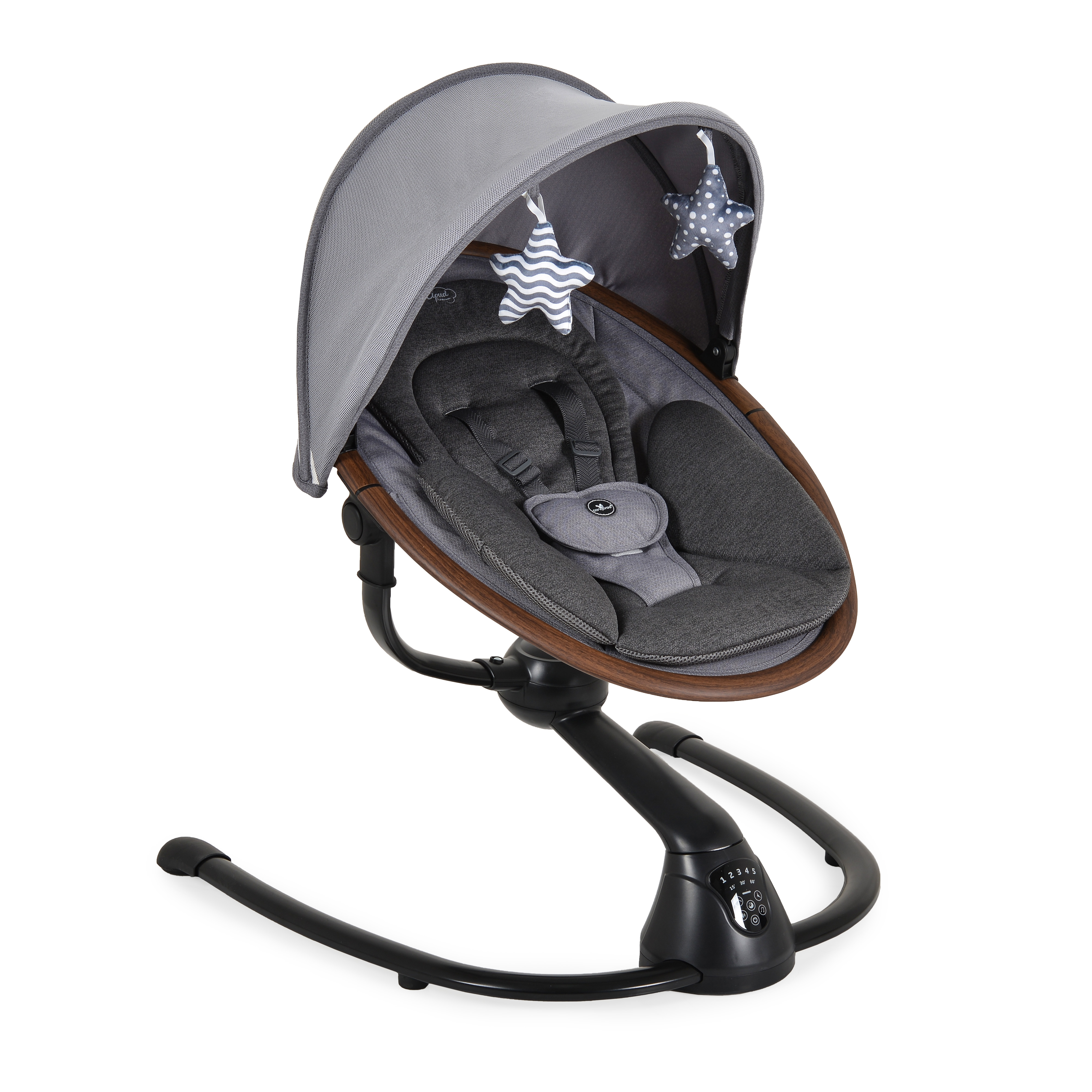 Cangaroo Cloud Premium+ električna ljuljaška za bebe Dark Grey – pametna 360° ljuljaška za novorođenčad