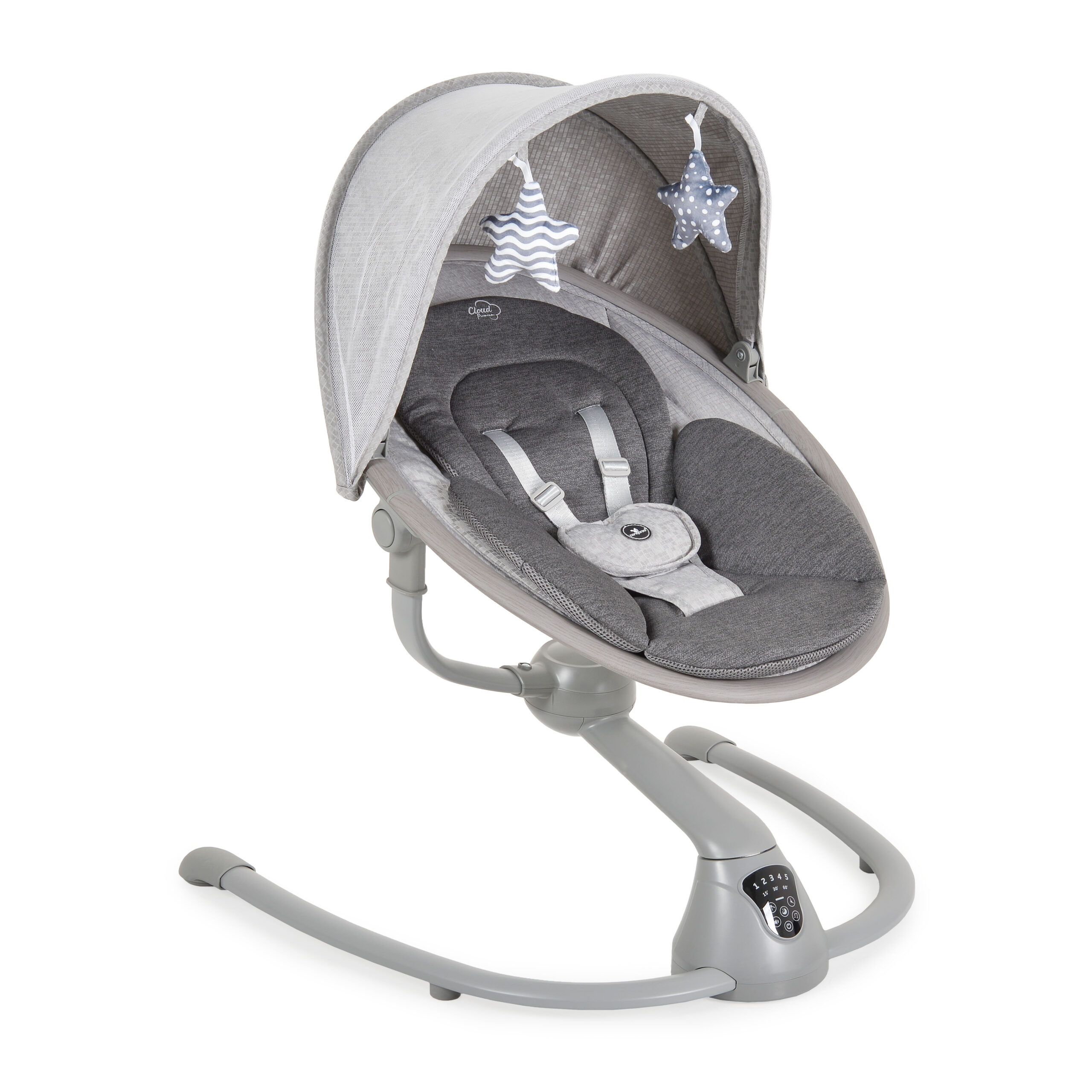 Cangaroo Cloud Premium+ električna ljuljaška za bebe Light Grey – pametna ljuljaška sa 360° rotacijom