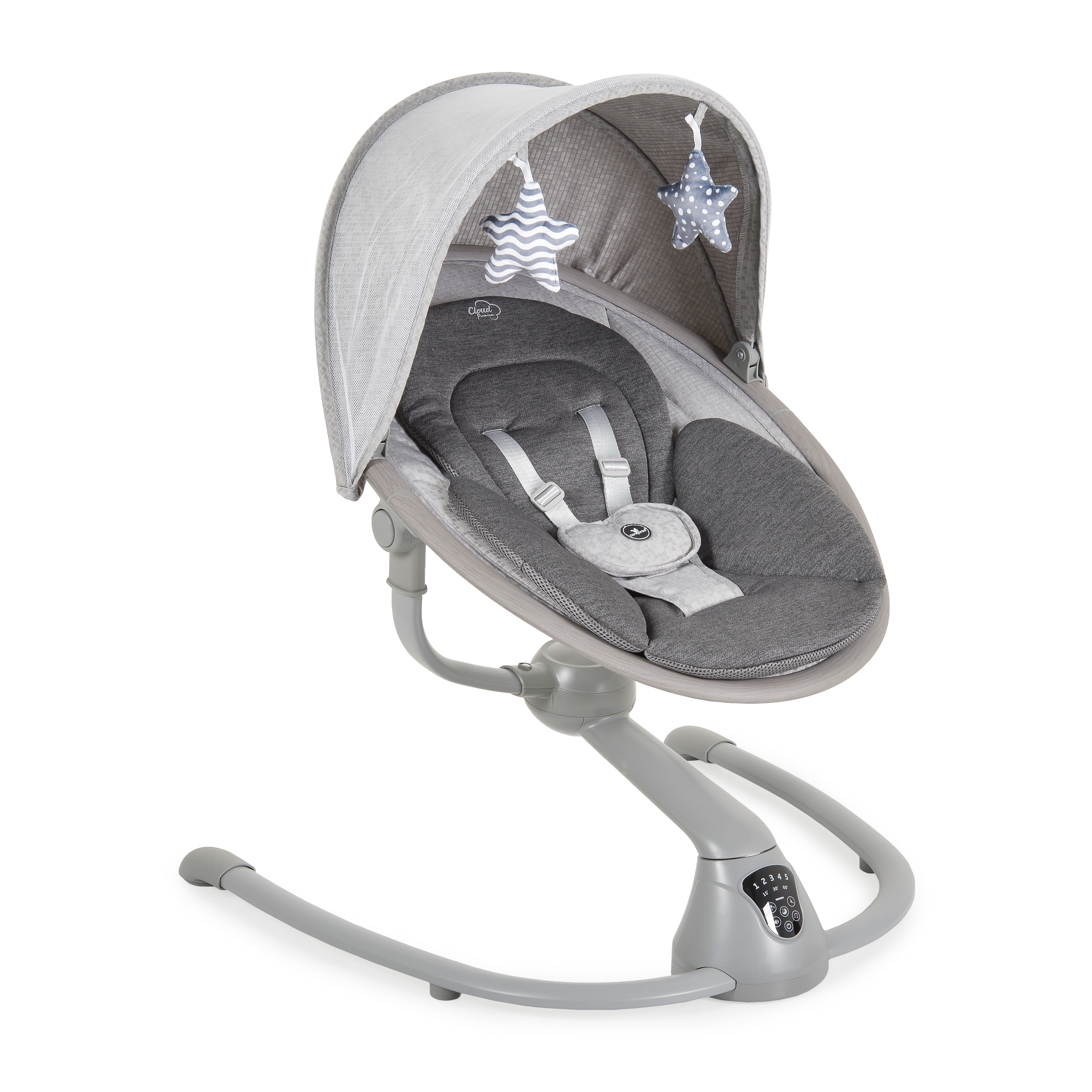 Cangaroo Cloud Premium+ električna ljuljaška za bebe Light Grey – pametna ljuljaška sa 360° rotacijom